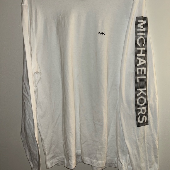 Michael Kors White Long Sleeve Tee with Logo - Picture 1 of 3